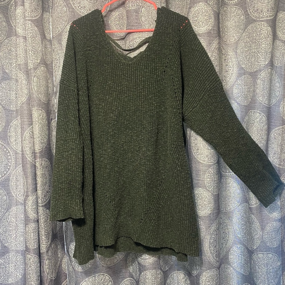 Torrid green lace up back sweater